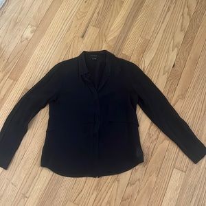 Theory sheer black silk blouse